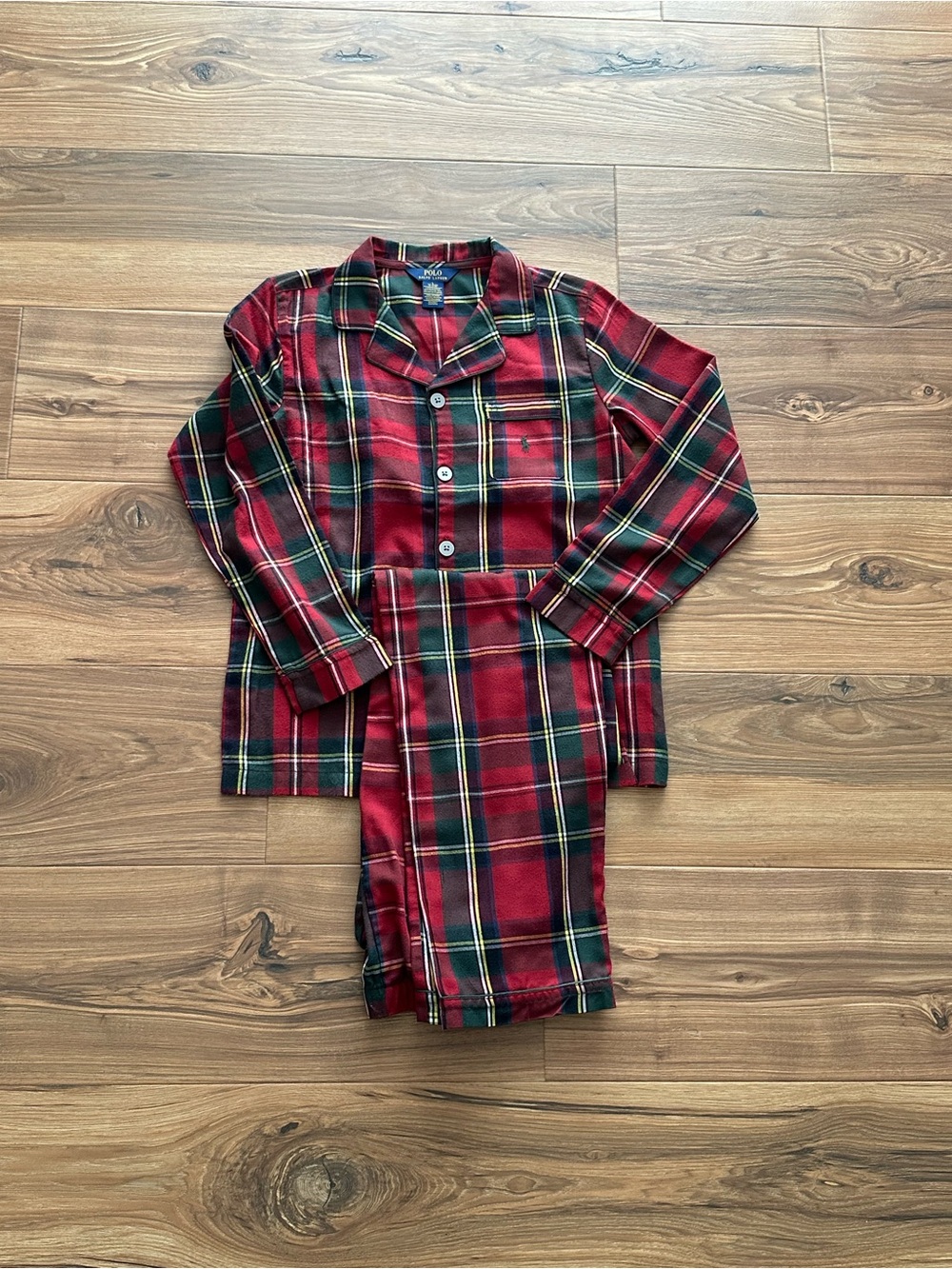 Polo by Ralph Lauren Red Plaid Pajama Set with Green & Yellow Accents